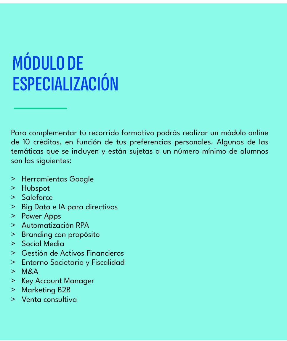 M DULO DE ESPECIALIZACI N ,Para complementar tu recorrido formativo podr s realizar un m dulo online de 10 cr ditos, ...