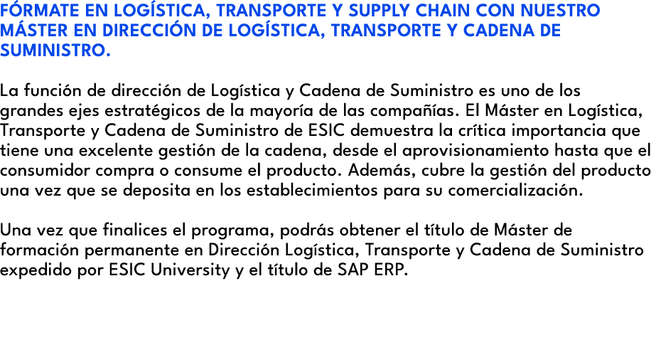F RMATE EN LOG STICA, TRANSPORTE Y SUPPLY CHAIN CON NUESTRO M STER EN DIRECCI N DE LOG STICA, TRANSPORTE Y CADENA DE ...