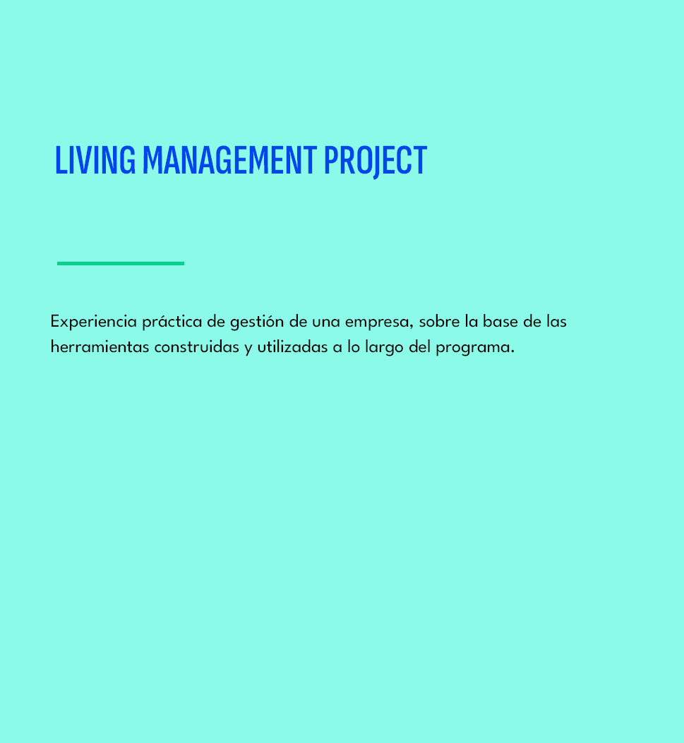 Living Management Project,Experiencia pr ctica de gesti n de una empresa, sobre la base de las herramientas construid...