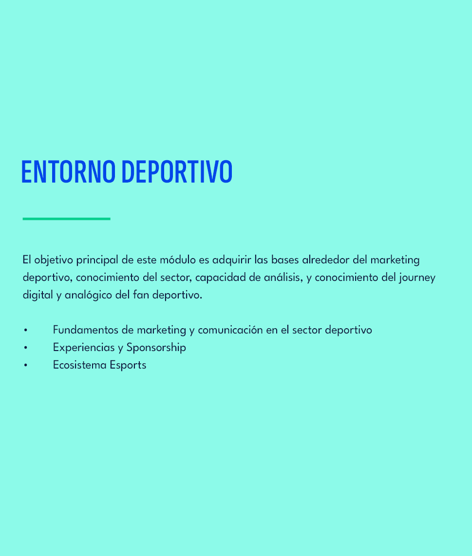 ENTORNO DEPORTIVO ,El objetivo principal de este m dulo es adquirir las bases alrededor del marketing deportivo, cono...