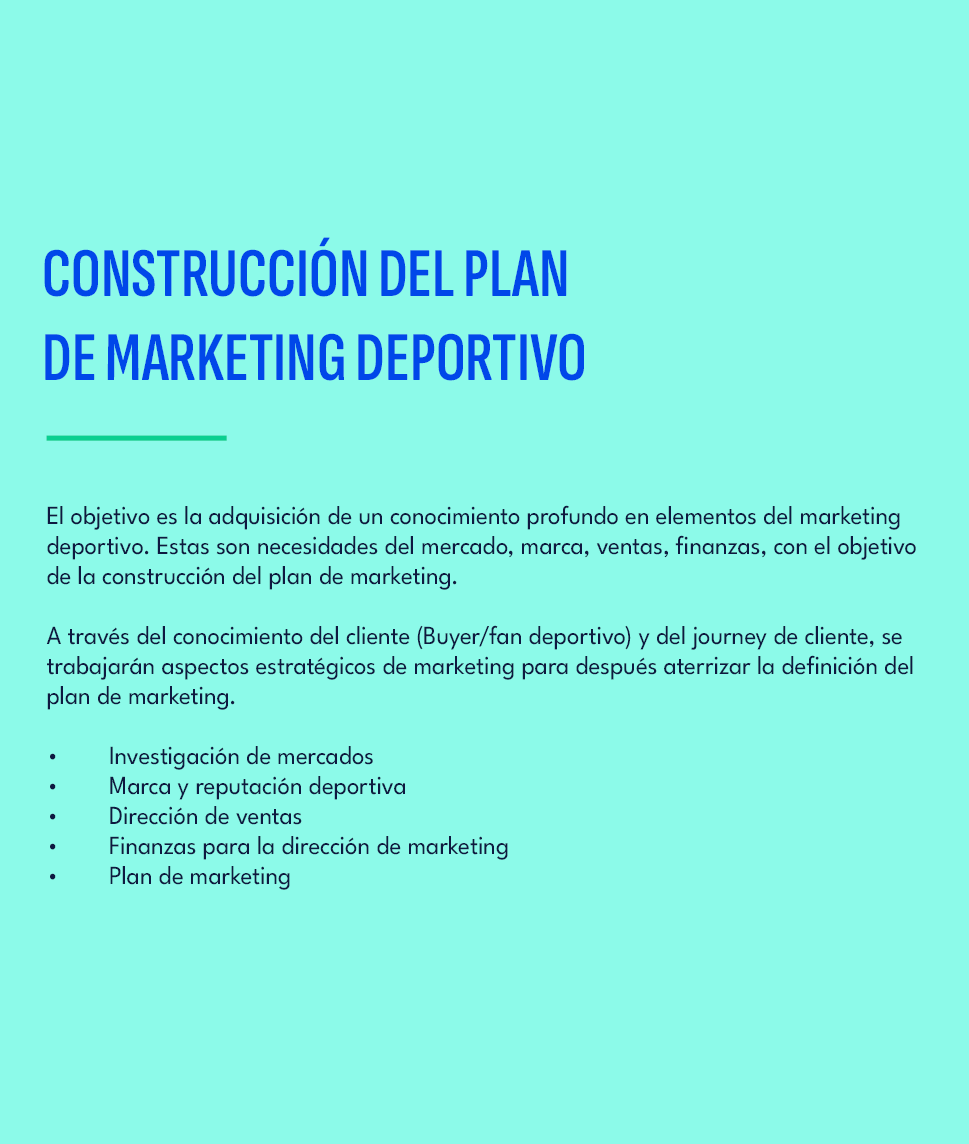 CONSTRUCCI N DEL PLAN DE MARKETING DEPORTIVO ,El objetivo es la adquisici n de un conocimiento profundo en elementos ...