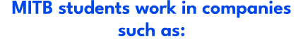 MITB students work in companies such as: