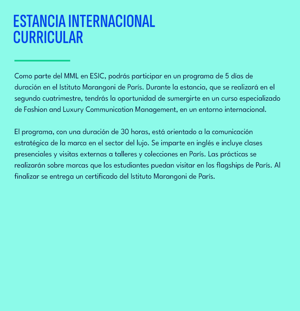 Estancia Internacional Curricular,Como parte del MML en ESIC, podr s participar en un programa de 5 d as de duraci n ...