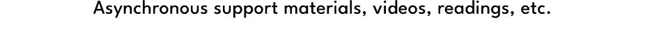 Asynchronous support materials, videos, readings, etc.
