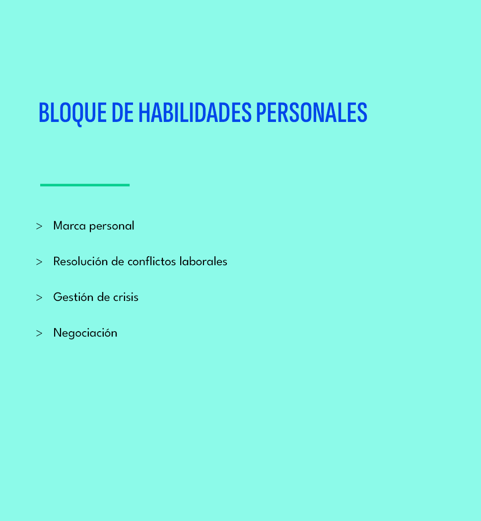 Bloque de habilidades personales,Marca personal Resoluci n de conflictos laborales Gesti n de crisis Negociaci 