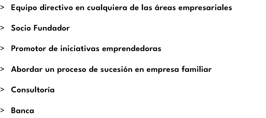  Equipo directivo en cualquiera de las  reas empresariales   Socio Fundador   Promotor de iniciativas emprendedoras ...
