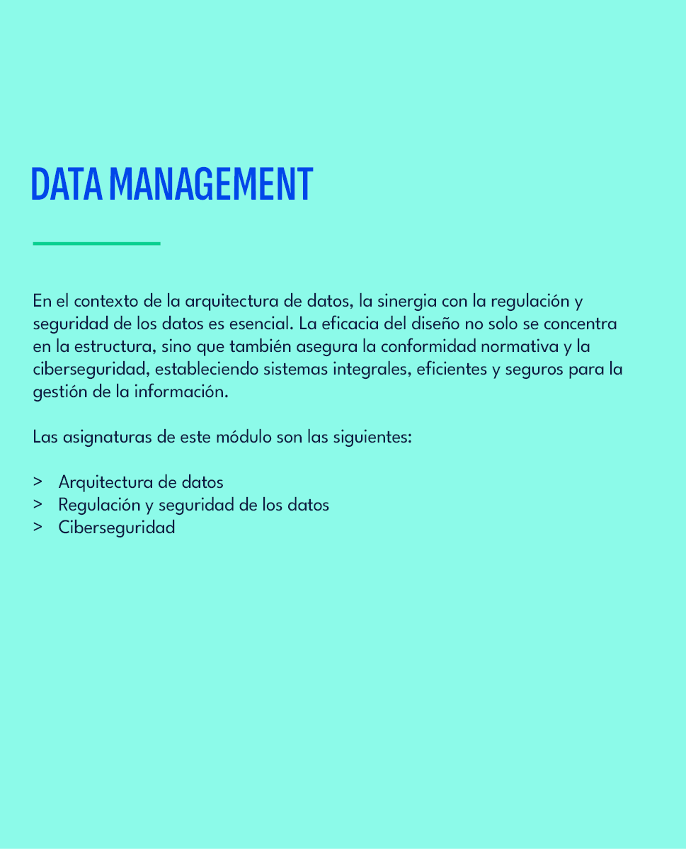 data management,En el contexto de la arquitectura de datos, la sinergia con la regulaci n y seguridad de los datos es...