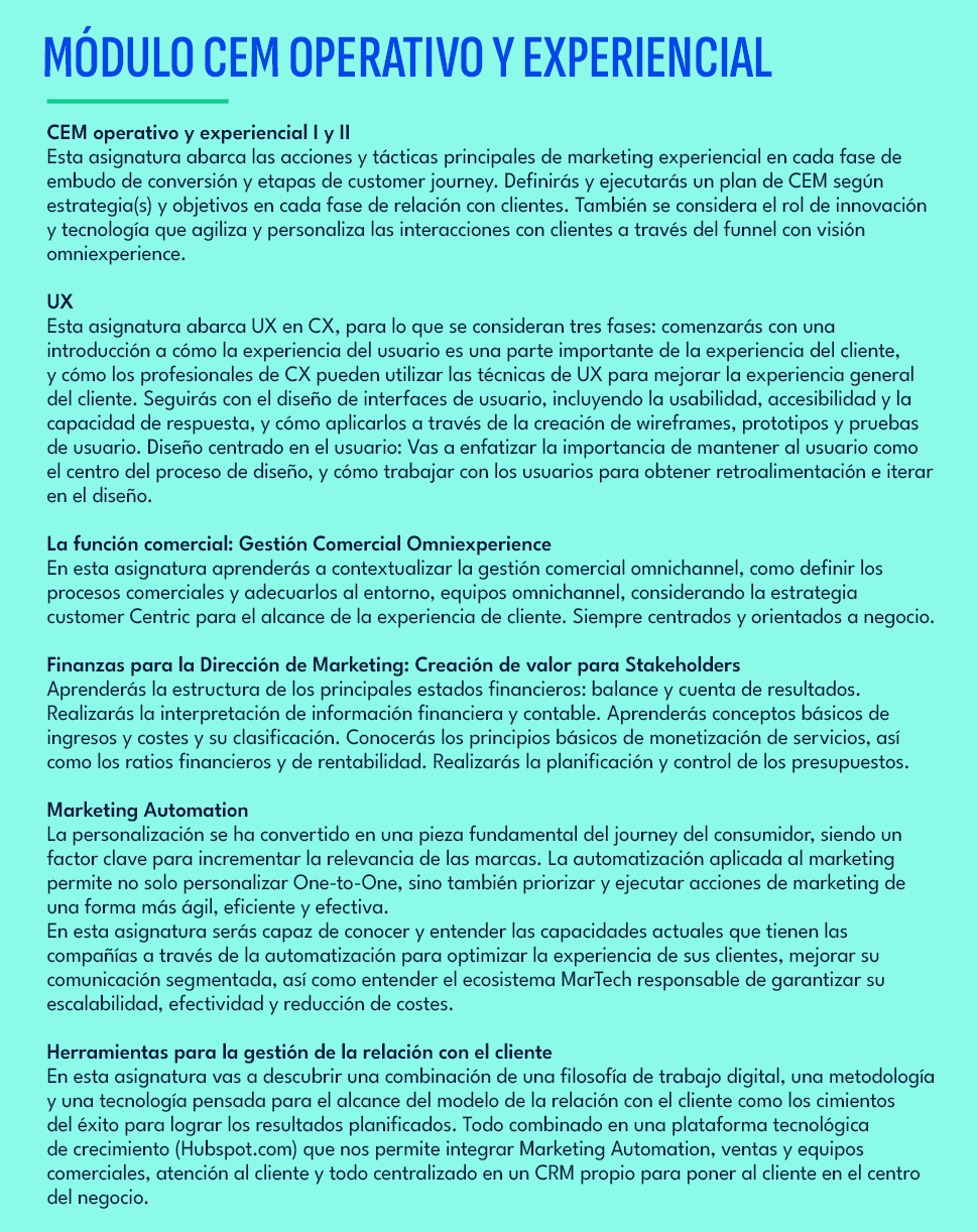 M dulo CEM operativo y experiencial,CEM operativo y experiencial I y II Esta asignatura abarca las acciones y t ctica...