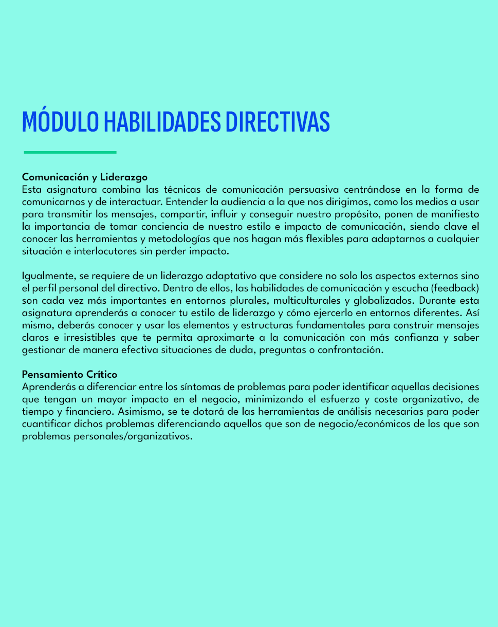 M dulo habilidades directivas,Comunicaci n y Liderazgo Esta asignatura combina las t cnicas de comunicaci n persuasiv...