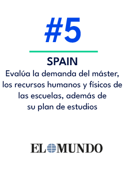 SPAIN Eval a la demanda del m ster, los recursos humanos y f sicos de las escuelas, adem s de su plan de estudios,#