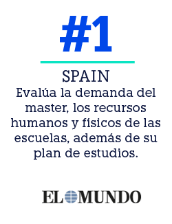 SPAIN Eval a la demanda del master, los recursos humanos y f sicos de las escuelas, adem s de su plan de estudios.,#